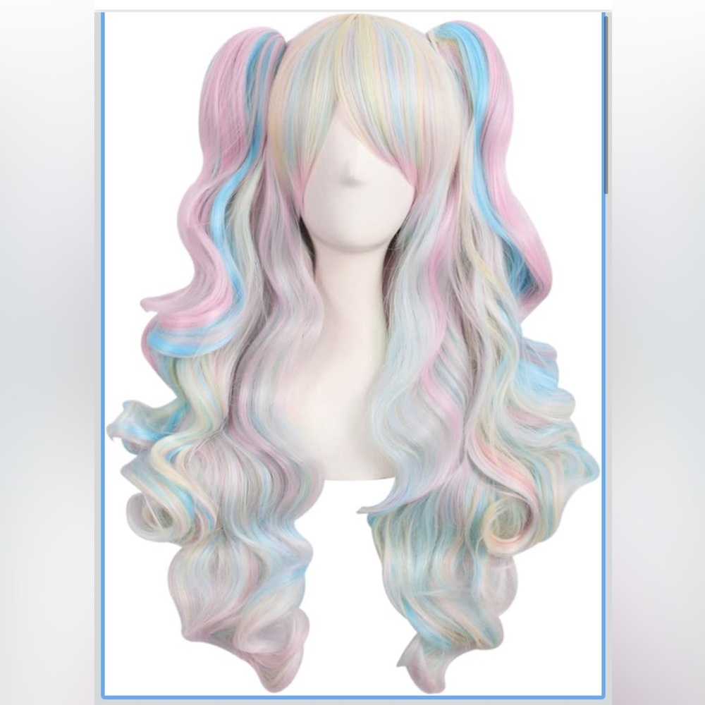 Sexy Full Wig unicorn rainbow Cosplay Lolita anime Costume long Hair 26” w/bangs